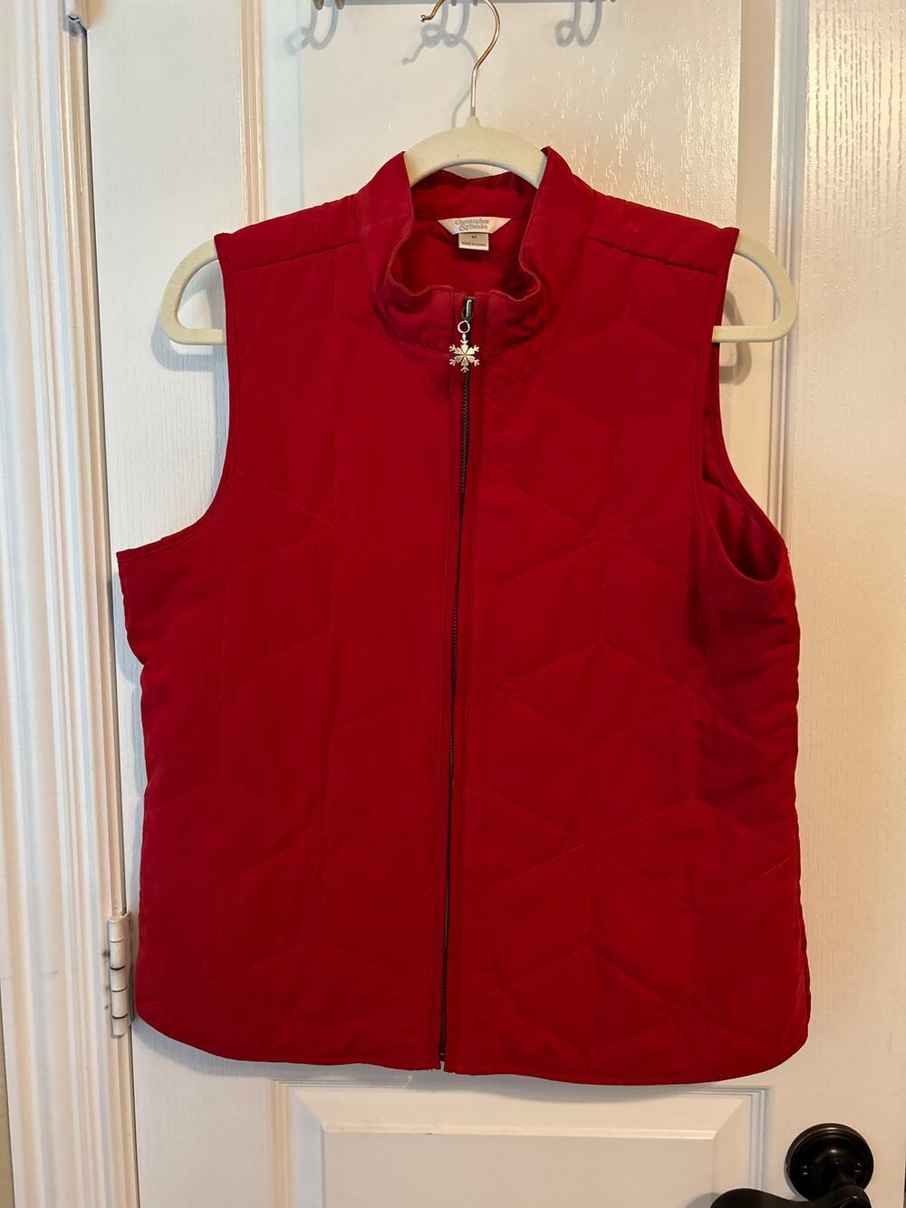 Christopher Banks Red Vest with Snowflake Accents M
